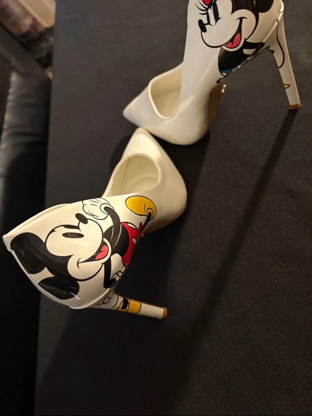 Aldo White Patent Pumps with Mickey Mouse Graphic - Picture 7 of 11